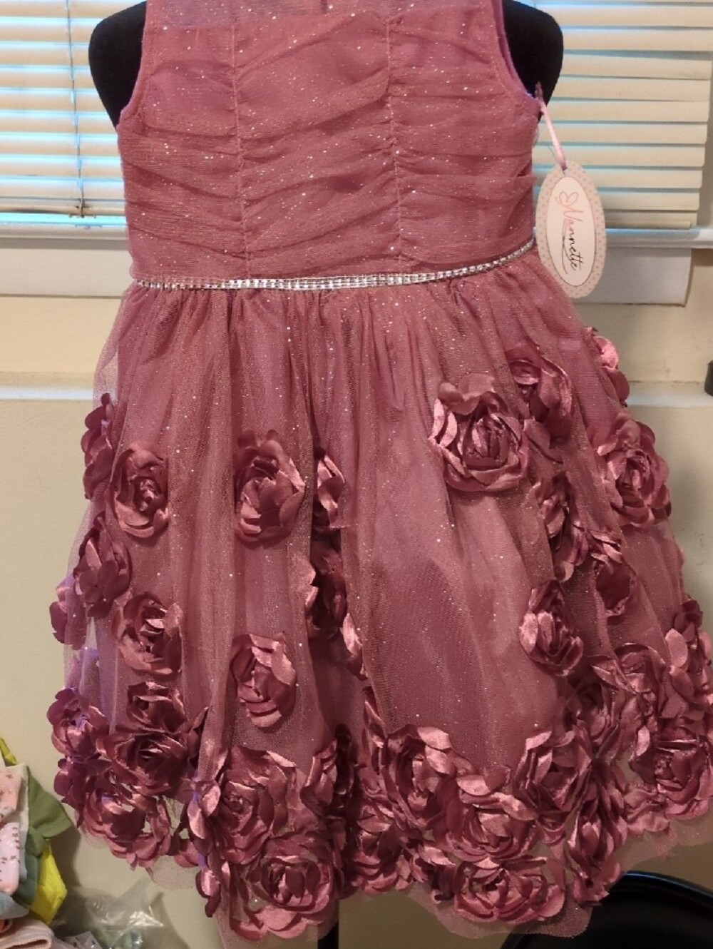 Sparkle Mauve Embellished Girls' Dress - Dusty Rose - Picture 6 of 7